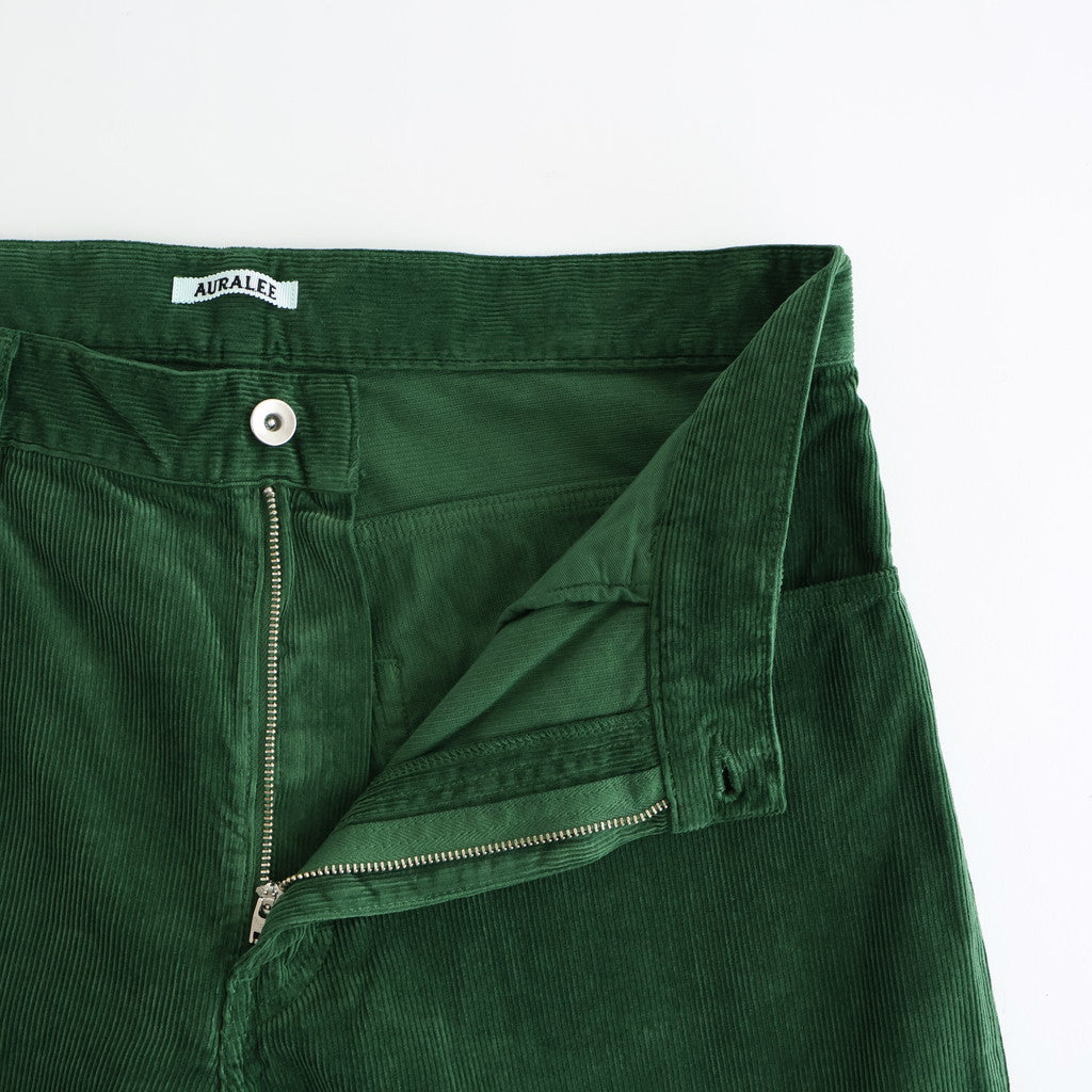 PIGMENT DYED FINX CORDUROY WIDE 5P PANTS #FOREST GREEN [A25AP02FC]