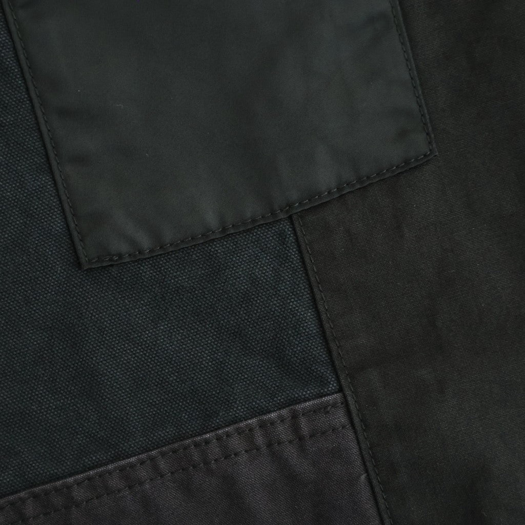 綿キャンバス 多素材MIX 製品加工 パンツ #BLACK [HQ-P024-051]