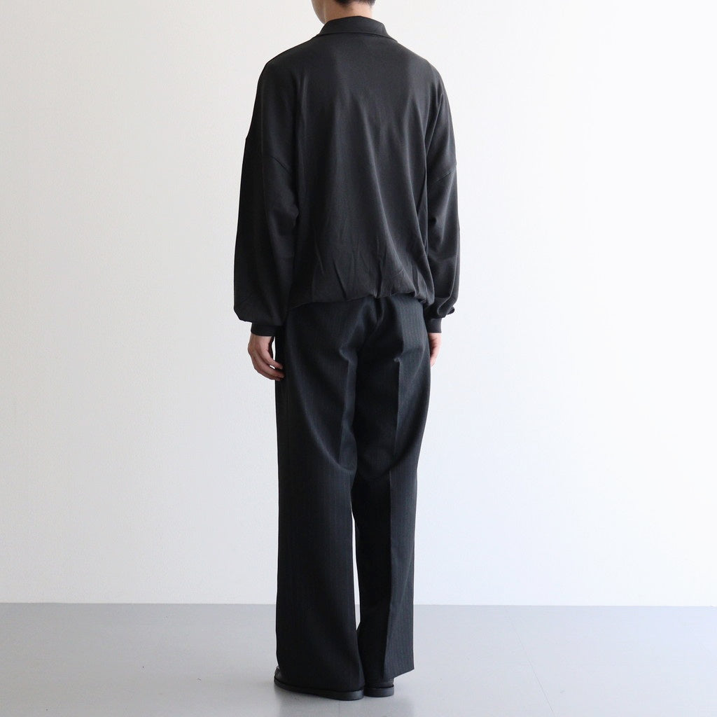 BLUEFACED WOOL TWO-TUCK SLACKS #CHARCOAL NAVY STRIPE [A25AP05BS]