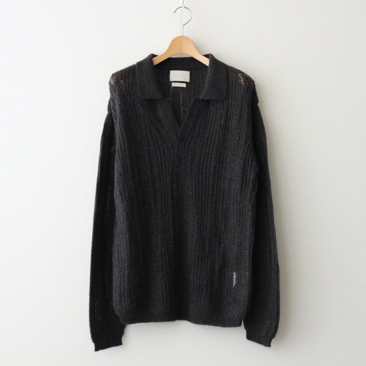 SILK MOHAIR SKIPPER SWEATER #CARBON [YK25SS0955S]