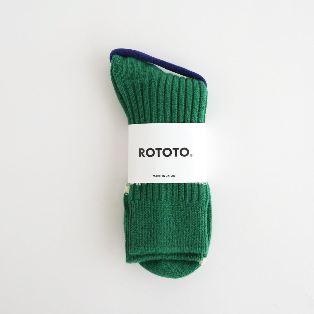 MERINO LAMBS WOOL STRIPE SOCKS #GREEN [R1489-AW25]