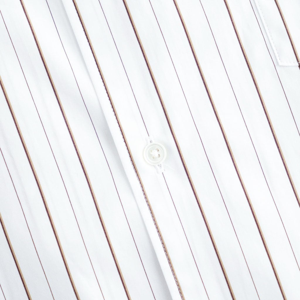 SIDOGRAS Brown Stripe L/S Oversized Regular Collar Shirt #WHITE [GM263-50345]