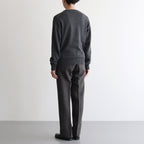 ALPACA WOOL SILK TWEED SLACKS #GRAY BROWN HAIRLINE [A25AP04LS]