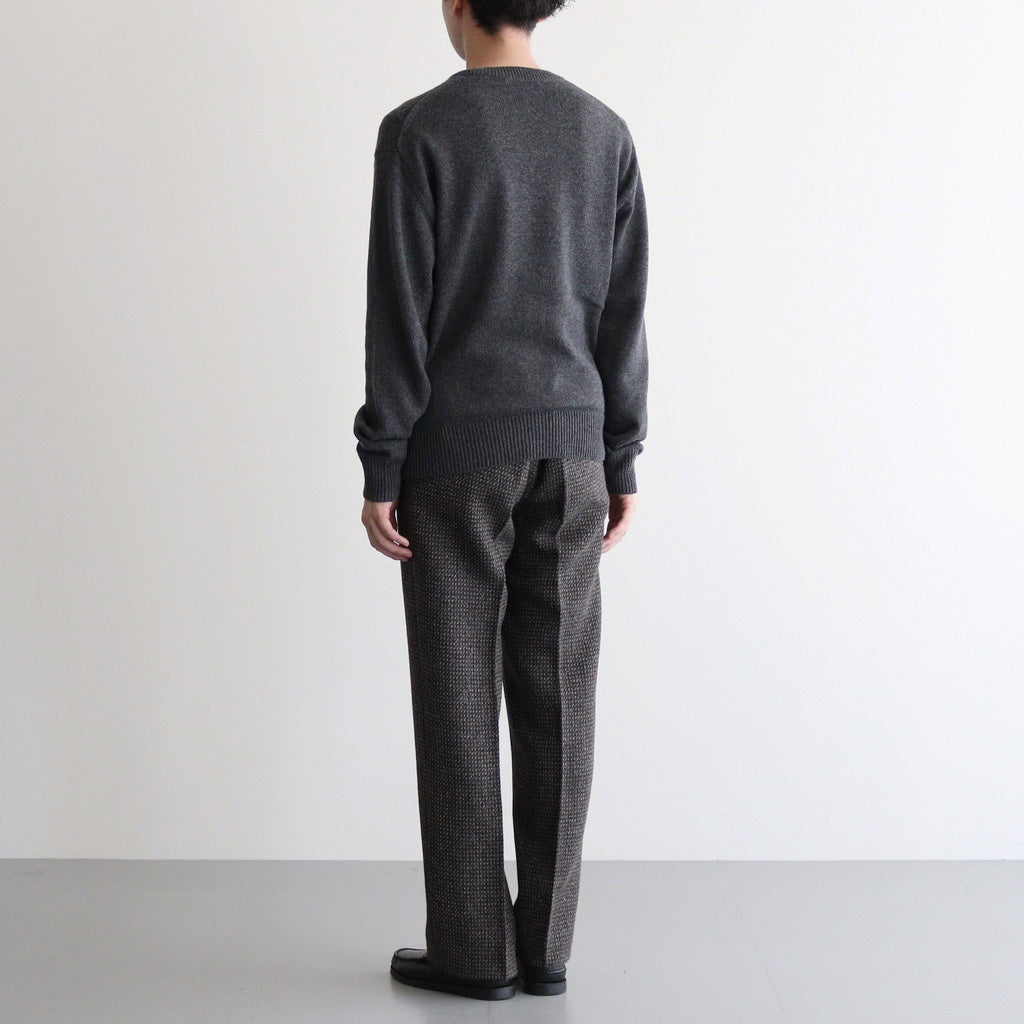 ALPACA WOOL SILK TWEED SLACKS #GRAY BROWN HAIRLINE [A25AP04LS]