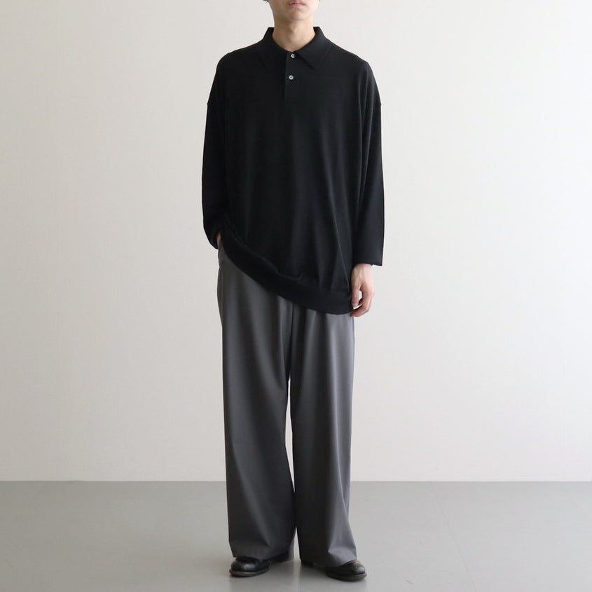 High Gauge Knit Oversized L/S Polo #BLACK [GM243-80315B]