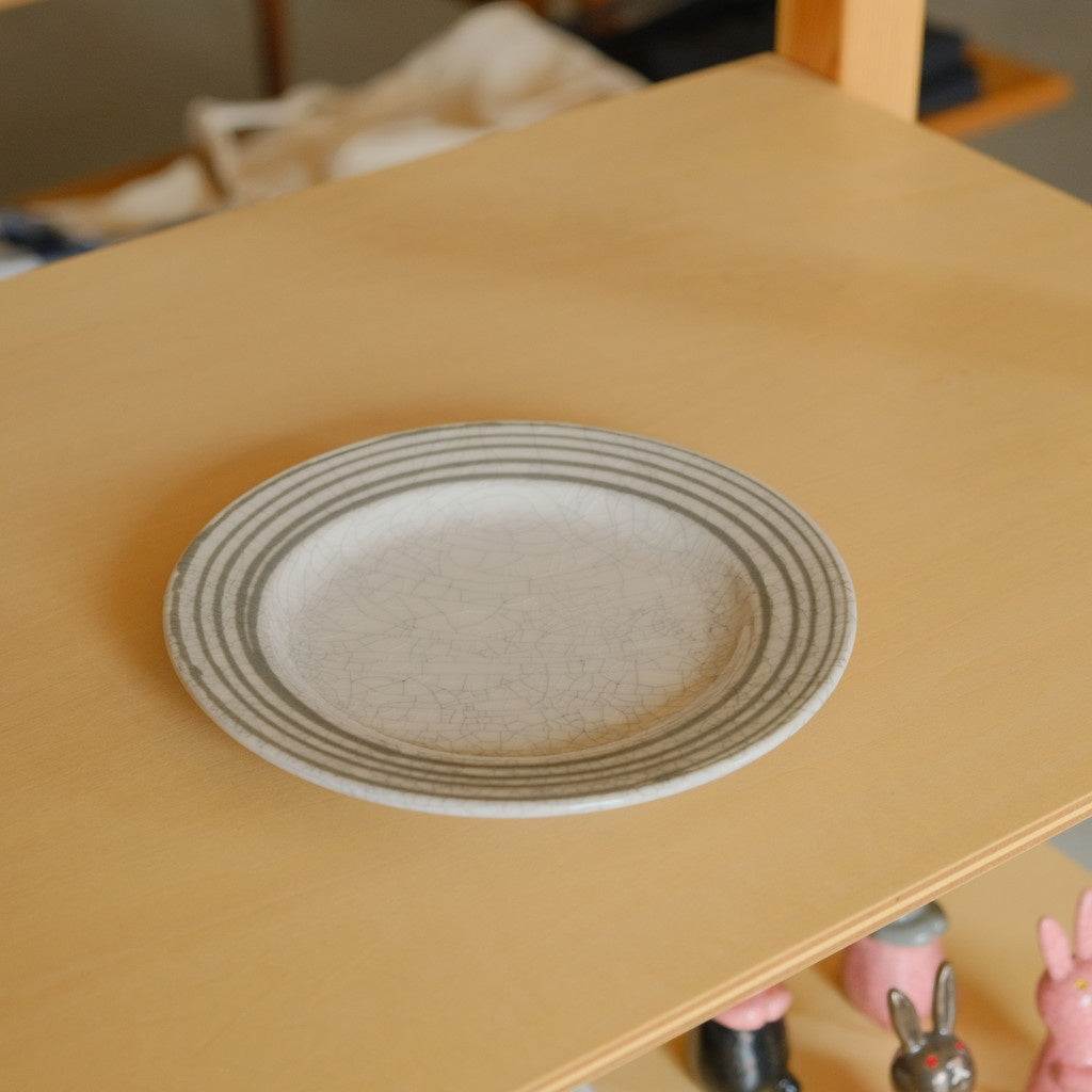 リム皿 貫入 #グレー流し