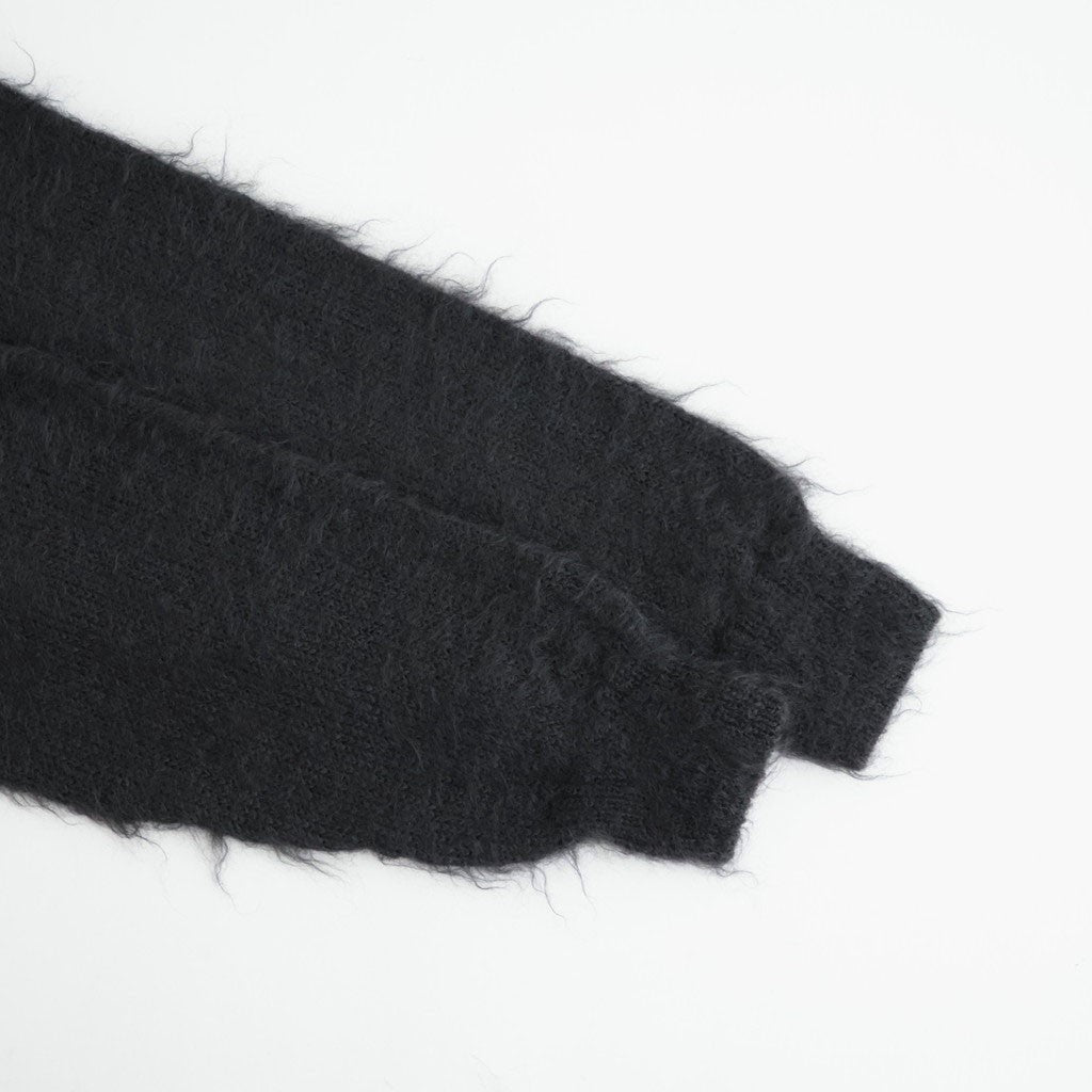 BRUSHED SUPER KID MOHAIR KNIT POLO #INK BLACK [A26AP01KM]