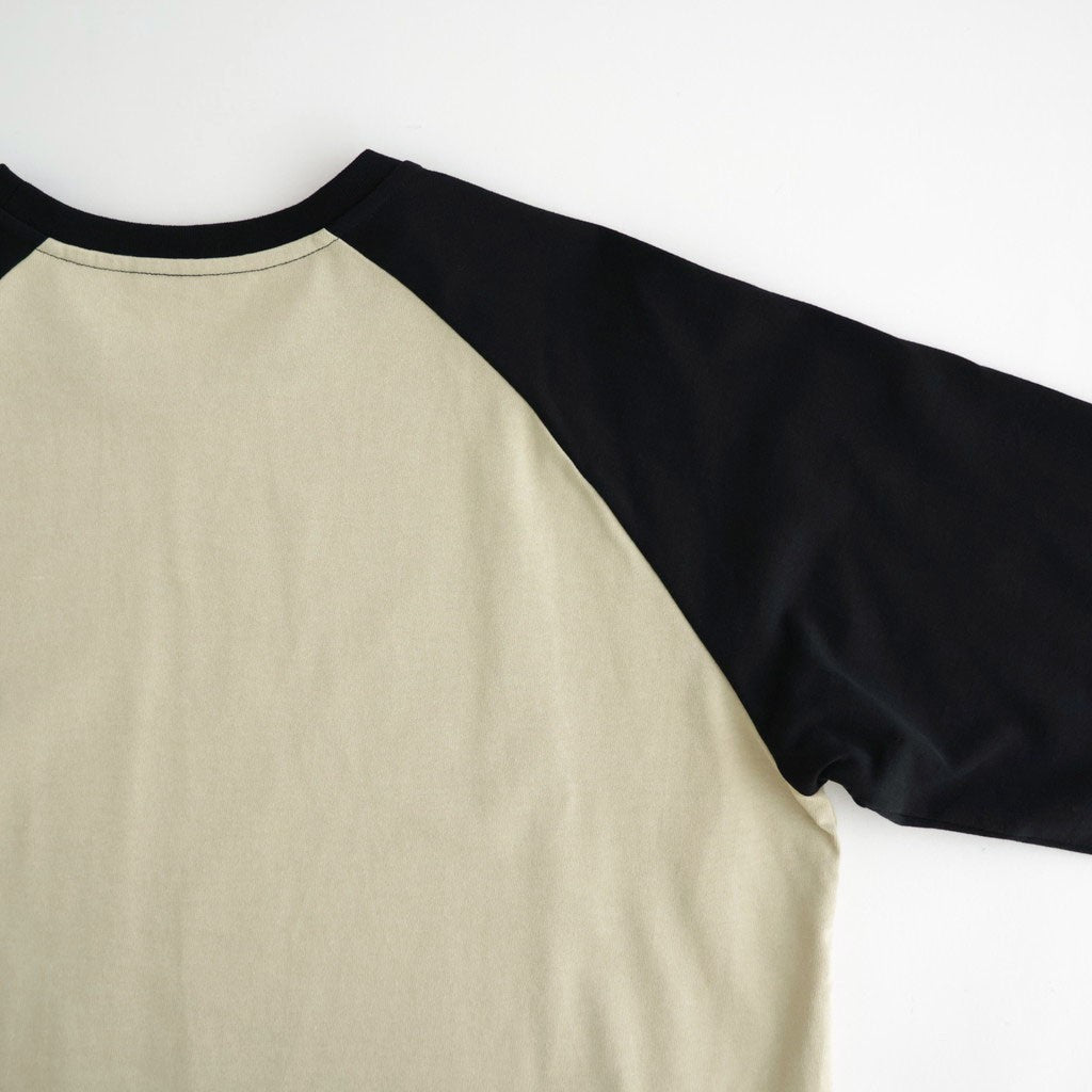 Raglan Sleeve T-shirt #Black / Light Sage [OFH011TE51]