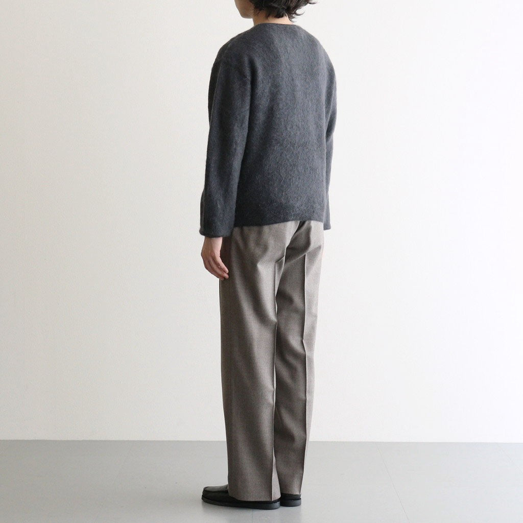 GARMENT-DYED BABY ALPACA FUR KNIT CREW-NECK CARDIGAN #DARK GRAY [A26AC01BA]