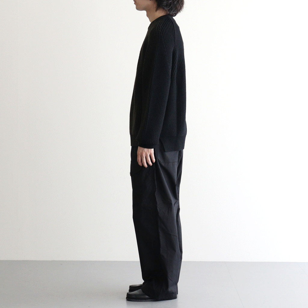 BATONER ウール梳毛片畔 ブリーチ加工 セーター #BLACK [HR-N001-051]