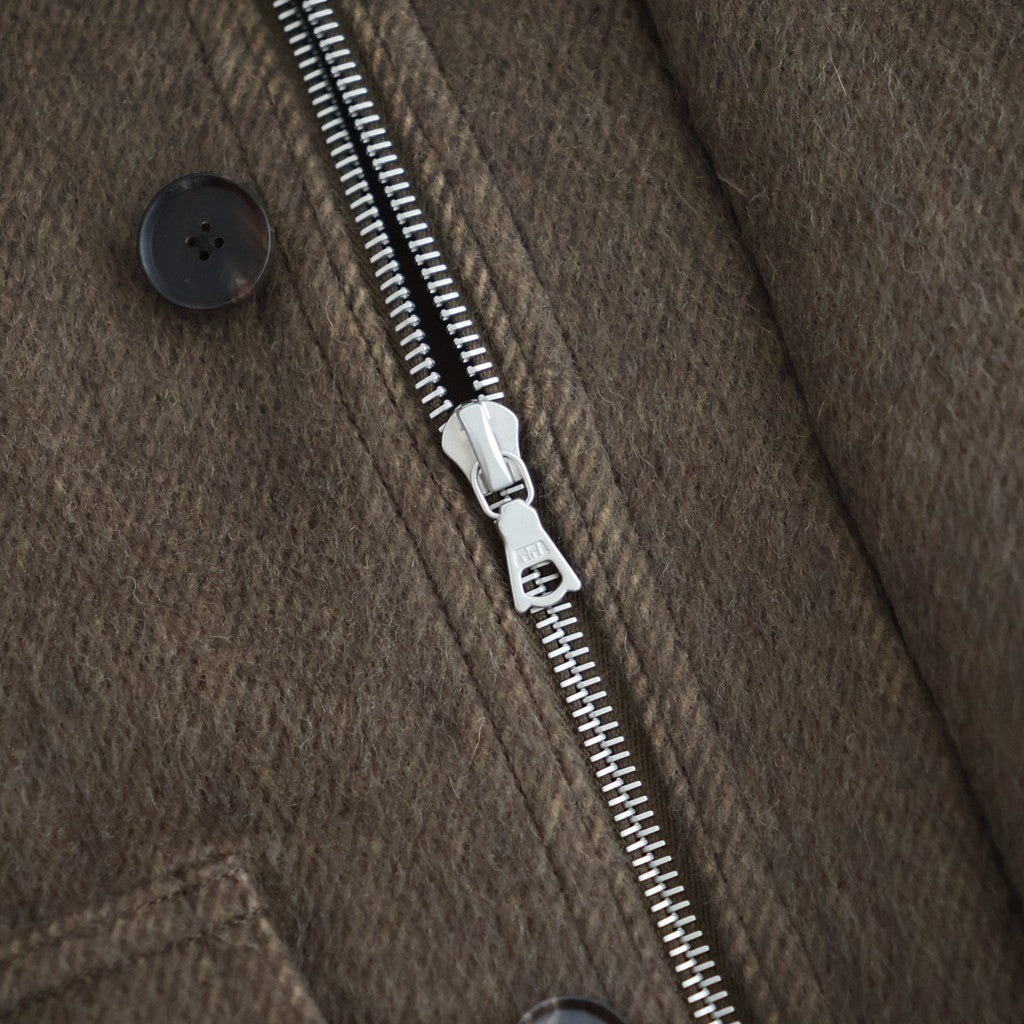 HAIRY WOOL MOHAIR CHAMBRAY BLOUSON #BROWN [A26AB01WB]
