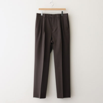 LIGHT WOOL MAX GABARDINE TWO-TUCK SLACKS #DARK BROWN [A25SP03MG]