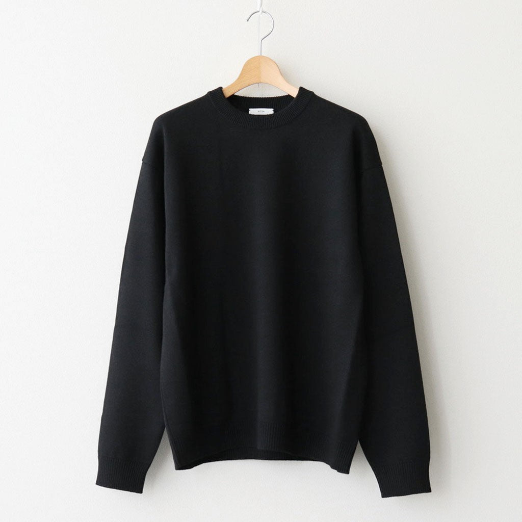 WOOL WASHI CREWNECK SWEATER #BLACK [KRAGGW0102]