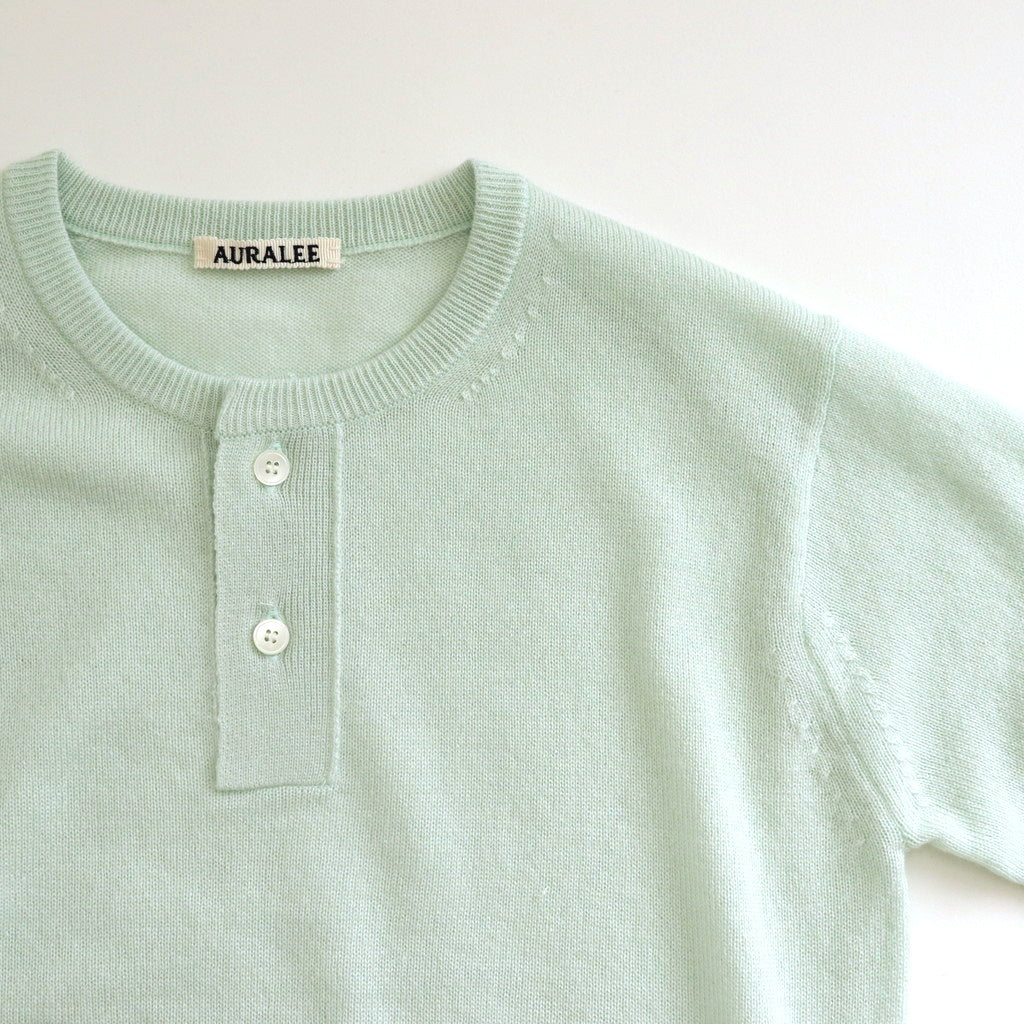 SUPER FINE CASHMERE SILK KNIT HENLY NECK P/O #WHITE GREEN [A25SP05SC]