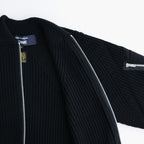 BATONER ウール梳毛片畔 ジップカーディガン #BLACK [HR-N003-051]