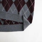 Argyle Short Sleeve #GREY×BORDEAUX [I26AW-K6]