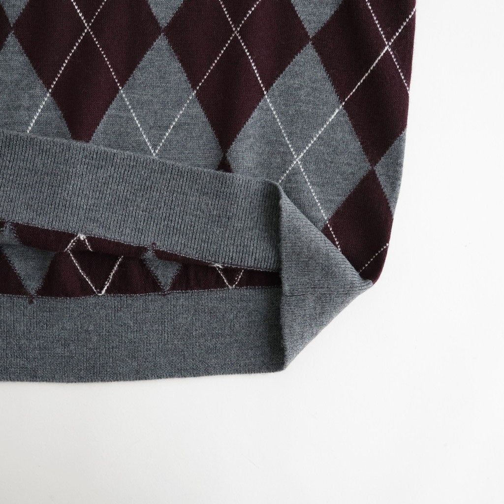 Argyle Short Sleeve #GREY×BORDEAUX [I26AW-K6]