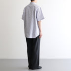 綿ストライプ S/S シャツ #WHITE×SAX [HO-B023-051]