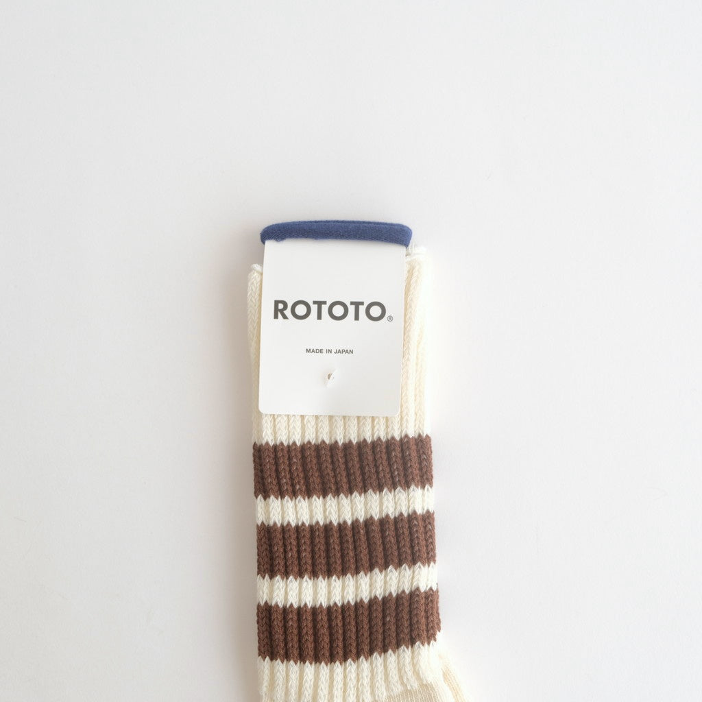 COARSE RIBBED OLDSCHOOL CREW SOCKS #BROWN [R1255-AW25]