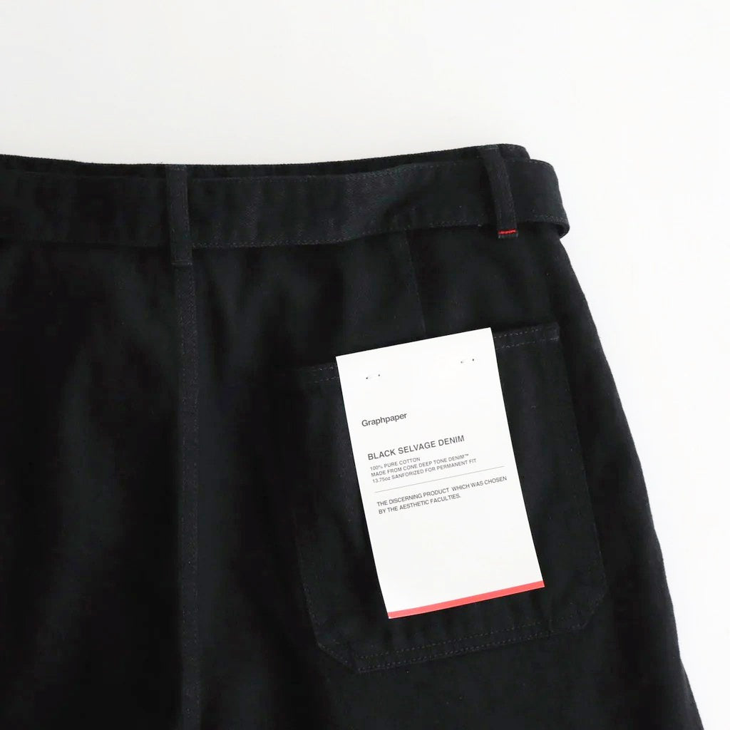 Selvage Denim Belted Pants #BLACK_WASHED [GU253-40064RB]