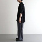 VIS/LI TWILL OVERSIZED OPEN COLLAR SS SHIRT #BLACK [ST.1154]