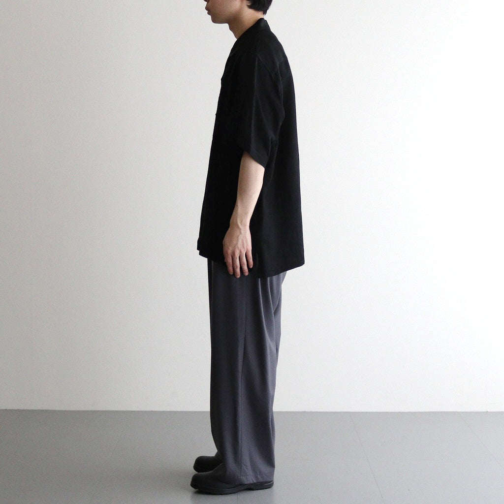 VIS/LI TWILL OVERSIZED OPEN COLLAR SS SHIRT #BLACK [ST.1154]