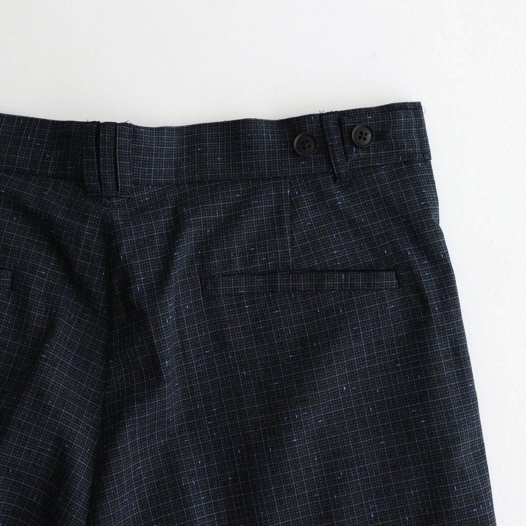 PLAID 3PLEATED WIDE-LEG TROUSERS #NAVY [YK24FW0863P]