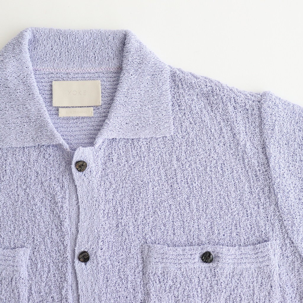 COTTON SHEER KNIT OPEN COLLAR SHIRT #LAVENDER [YK25SS0964S]