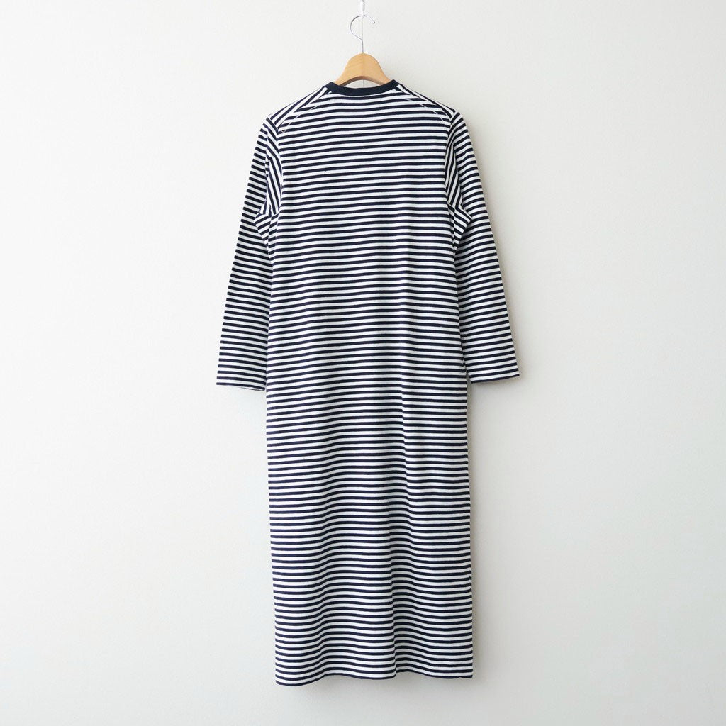 ムラ糸Tシャツ ロングスリーブワンピース Slub Yarn Long-Sleeve T-Shirt Dress #WHITE/NAVY [32061701]