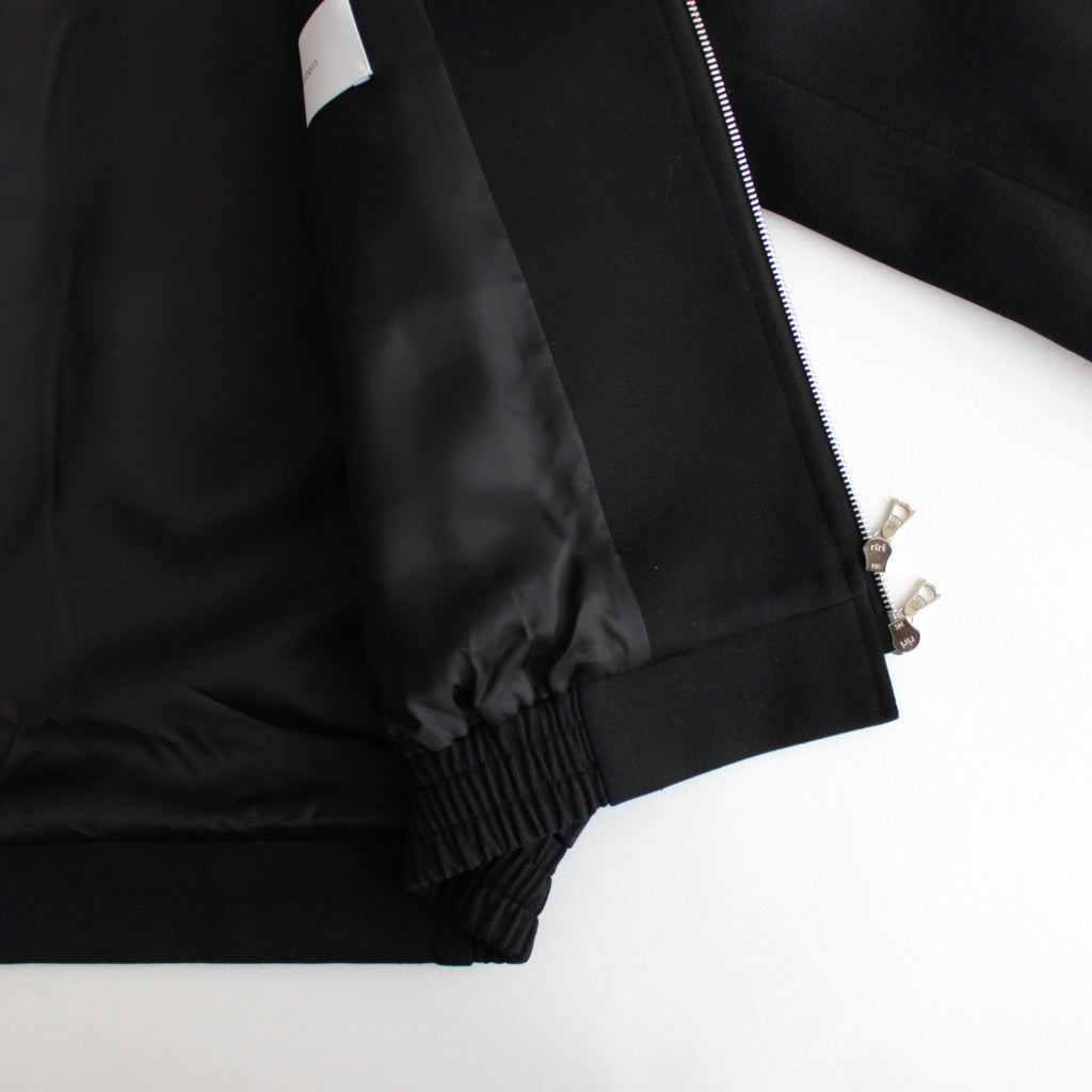 W/SI SATIN ZIP UP SHORT JACKET #BLACK [ST.1068]