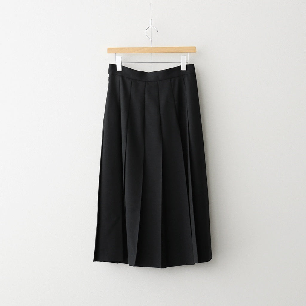 WOOL KID MOHAIR HOPSACK PLEATED SKIRT #DARK NAVY [A26SS04MH