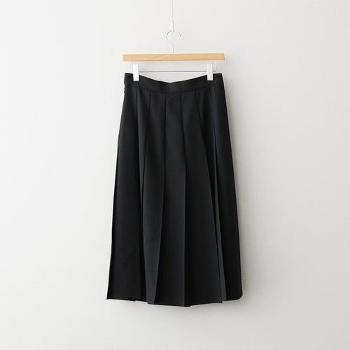 WOOL KID MOHAIR HOPSACK PLEATED SKIRT #DARK NAVY [A26SS04MH]