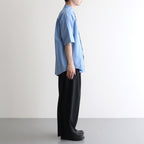 WASHED FINX TWILL BIG HALF SLEEVED SHIRT #BLUE [A25SS03TN]