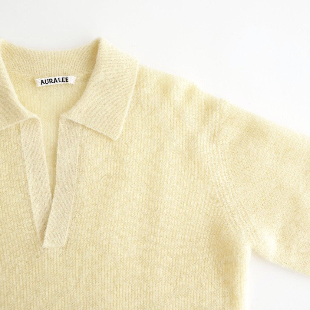 BABY SURI ALPACA SHEER KNIT SKIPPER POLO #ECRU [A26AP04AK]