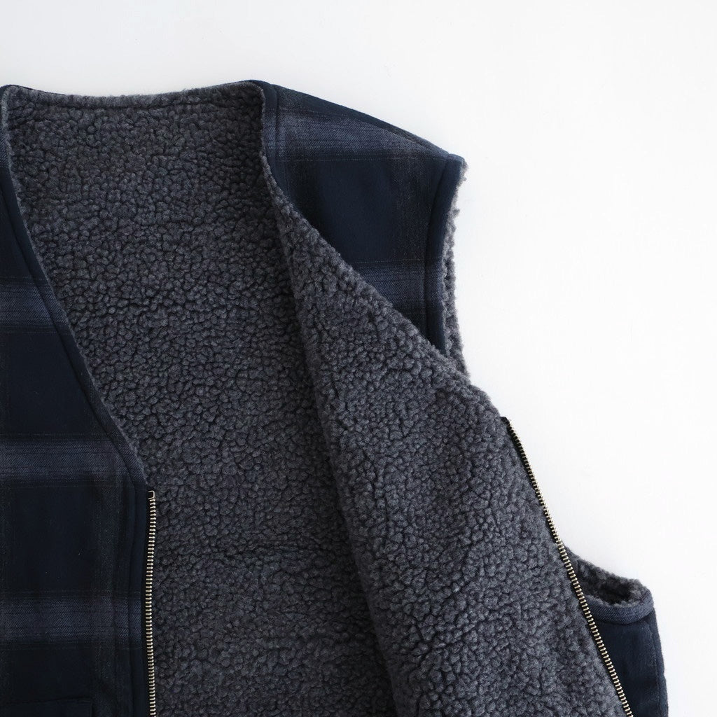 FLANNEL CHECK REVERSIBLE VEST #DARK NAVY [FSC253-30128]
