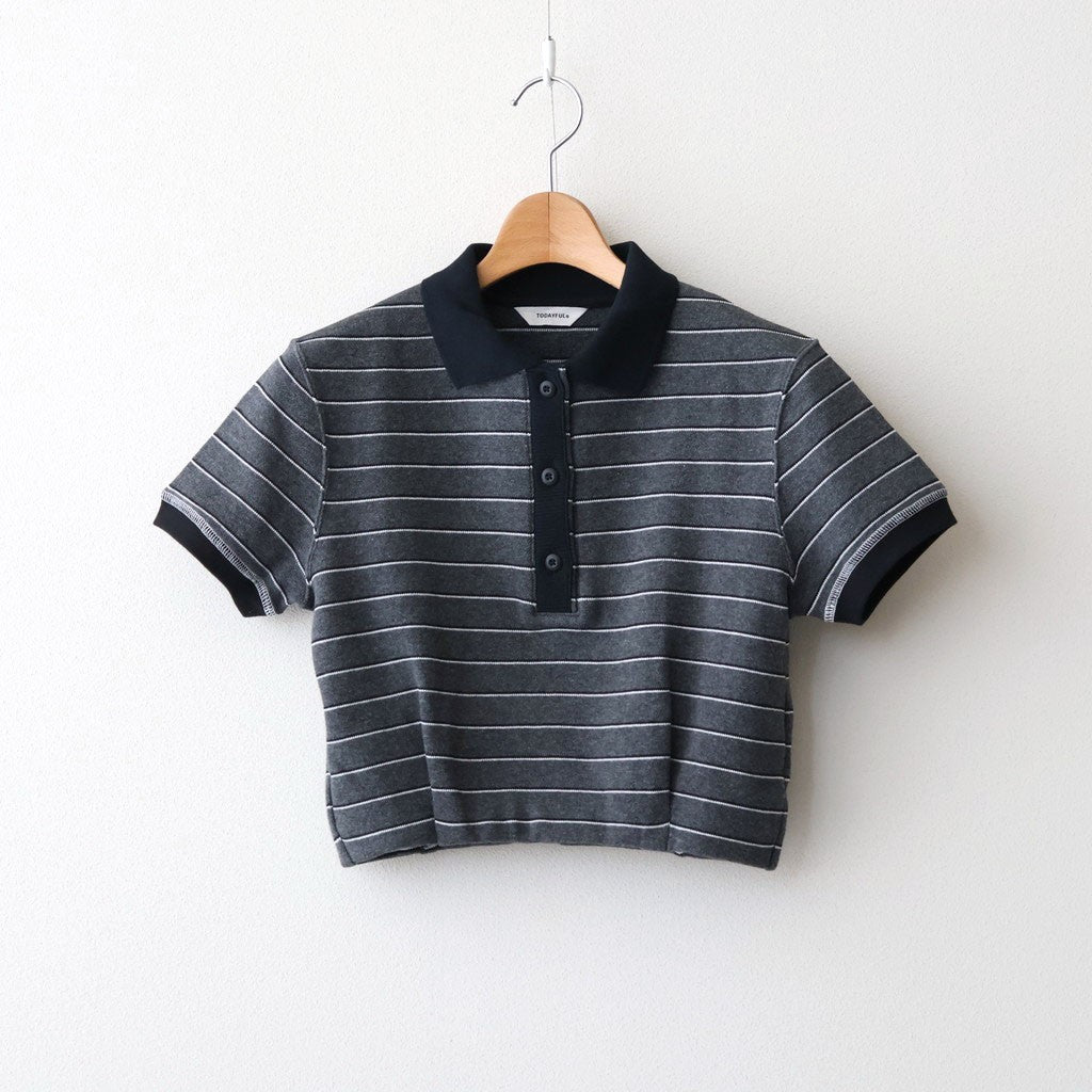 Border Polo Tops #C/GRY [12610606]