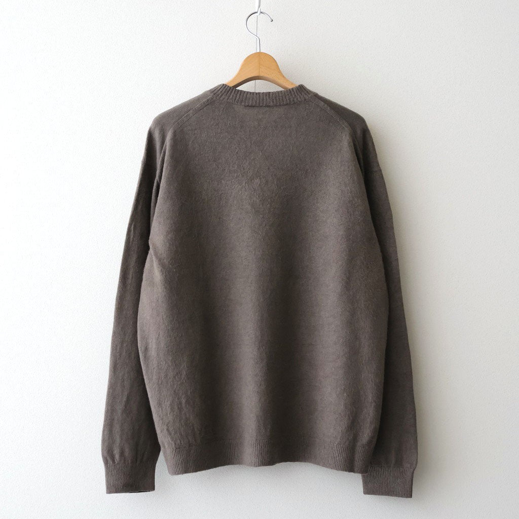 LINEN SHORT FUR V-NECK SWEATER #CHARCOAL GRAY [KRAGLM0120]