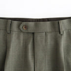 BLUEFACED WOOL TWO-TUCK SLACKS #OLIVE GRAY STRIPE [A26AP02BS]