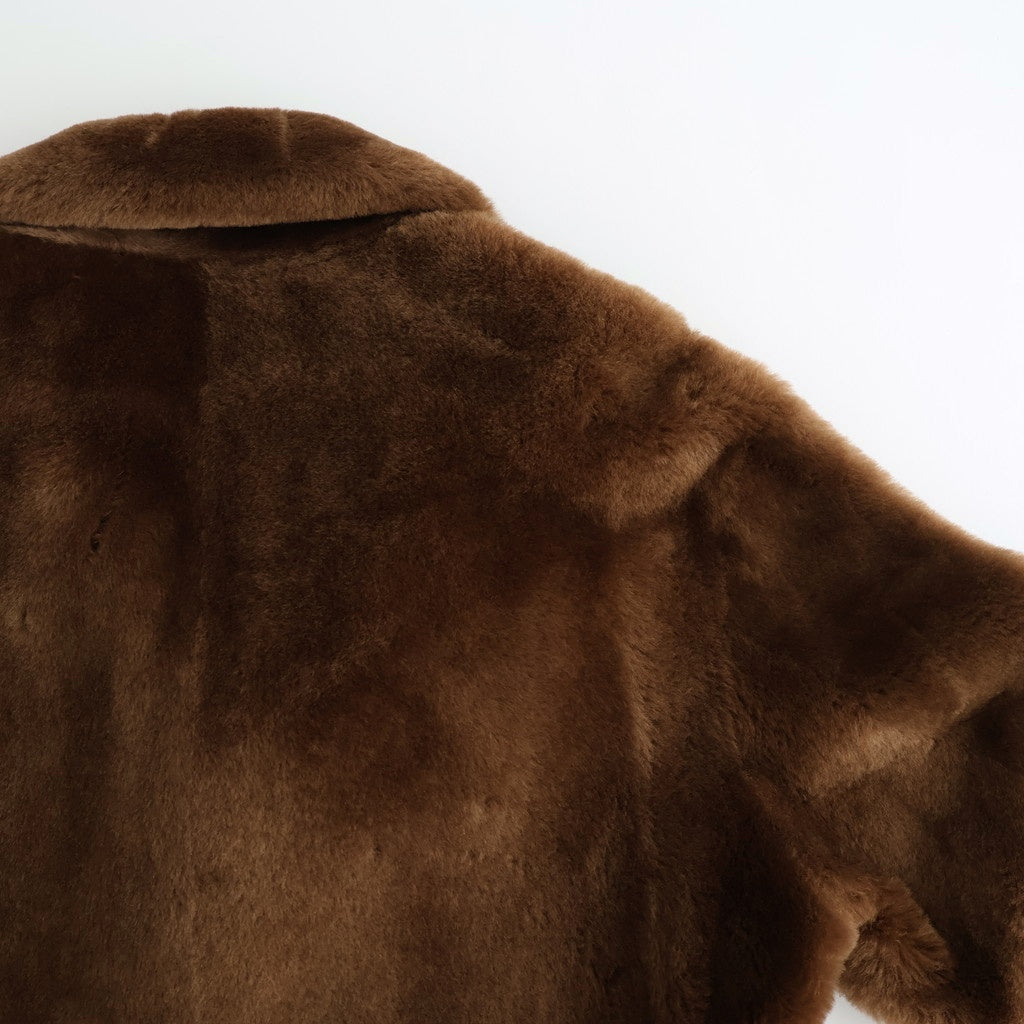STRAIGHT MERINO MOUTON FUR P-COAT #BROWN [A25AC03MM]