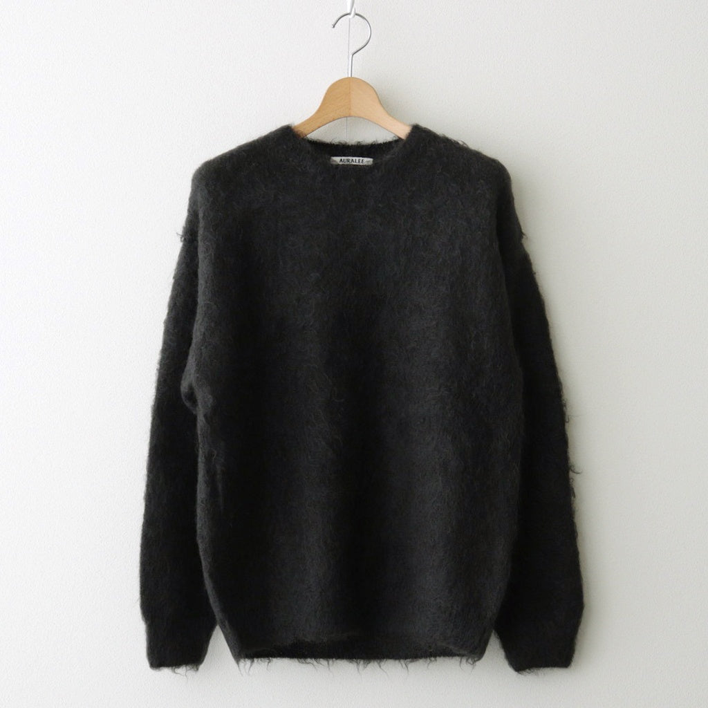 BRUSHED SUPER KID MOHAIR KNIT P/O #INK BLACK [A25AP04KM]
