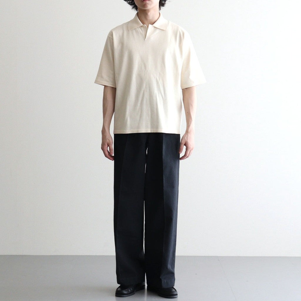 GARMENT-DYED FINX LIGHT CHINO ONE-TUCK WIDE PANTS #BLACK