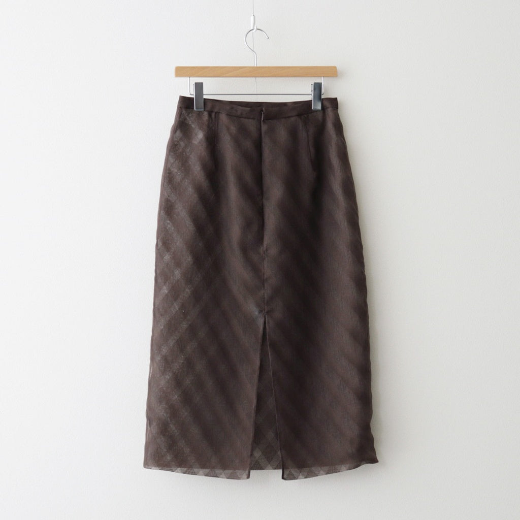 SHEER SILK COTTON CUT JACQUARD PENCIL SKIRT #DARK BROWN [A26SS02SO]