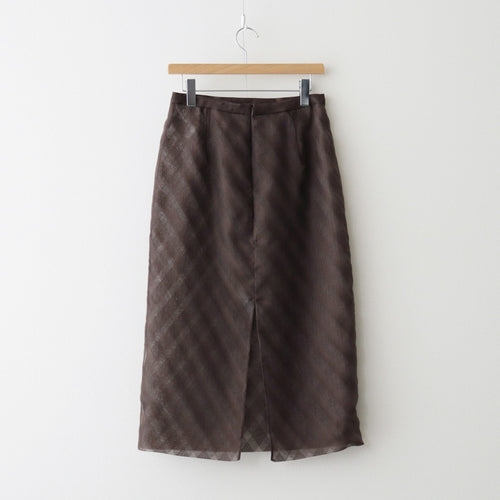 SHEER SILK COTTON CUT JACQUARD PENCIL SKIRT #DARK BROWN [A26SS02SO]