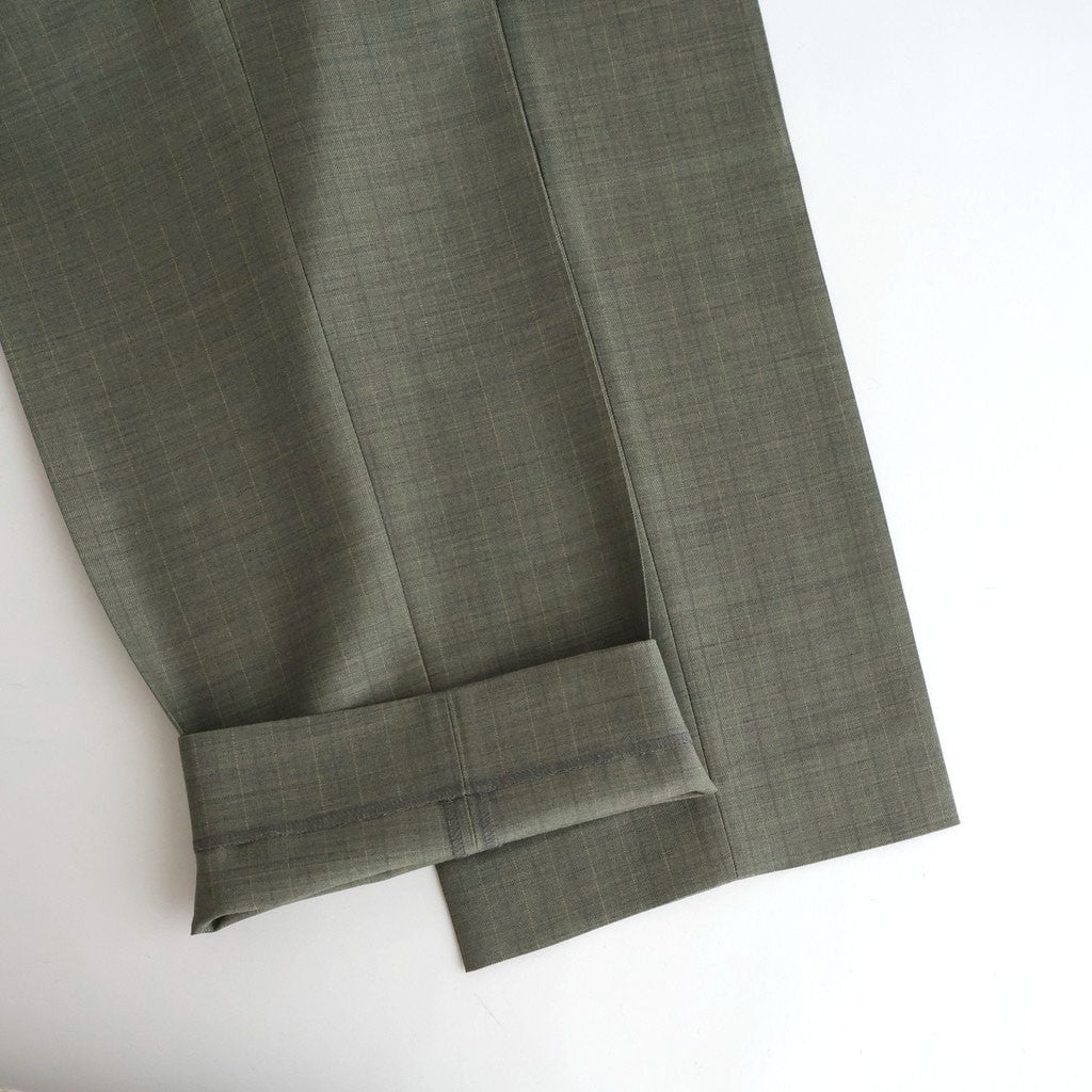 BLUEFACED WOOL TWO-TUCK SLACKS #KHAKI GRAY STRIPE [A26SP02BA]