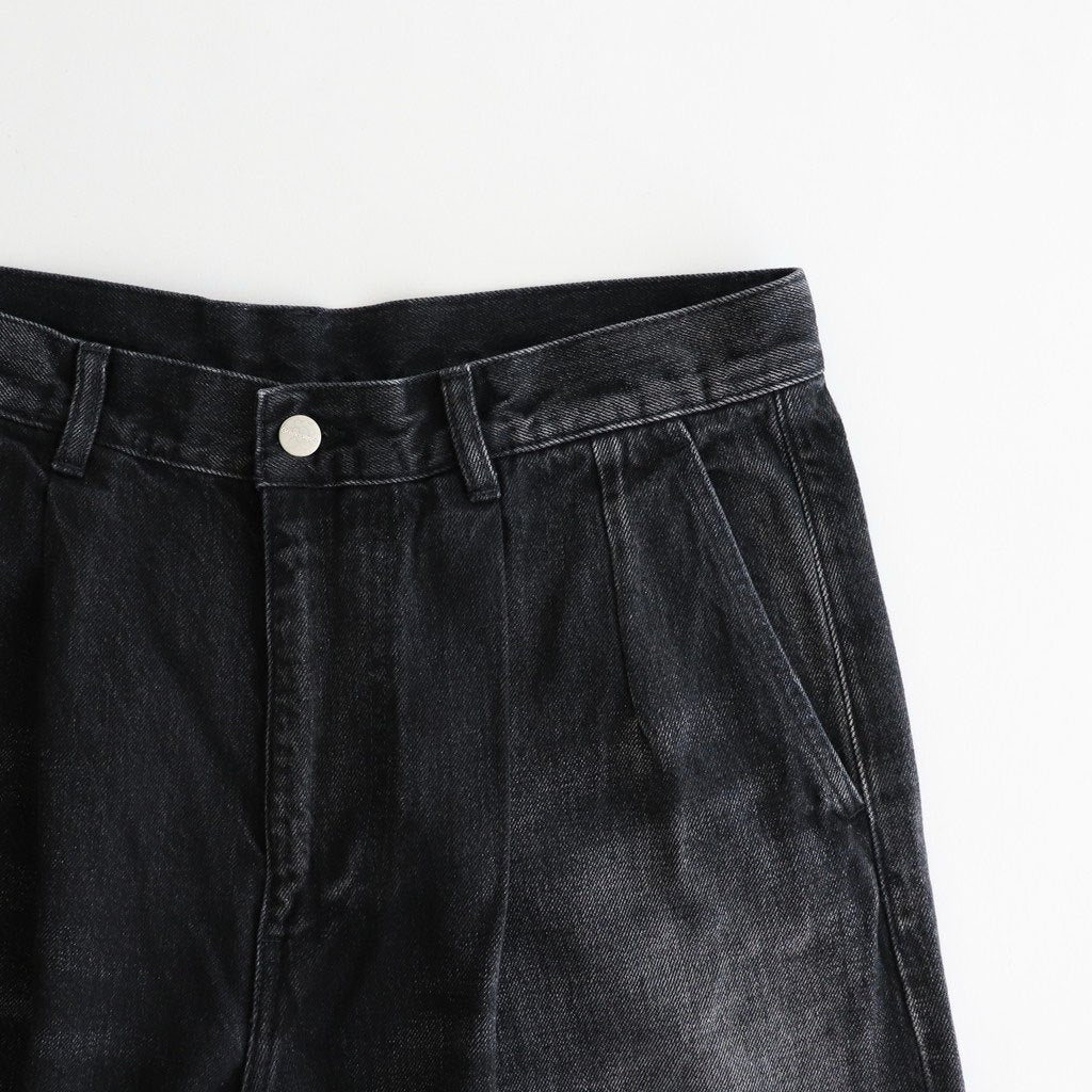 Selvage Denim Two Tuck Pants #BLACK_DARK FADE [GU253-40061DB]