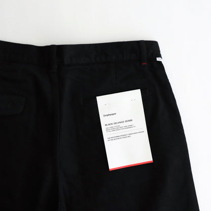 Selvage Denim Two Tuck Pants #BLACK WASHED [GU251-40188RB]