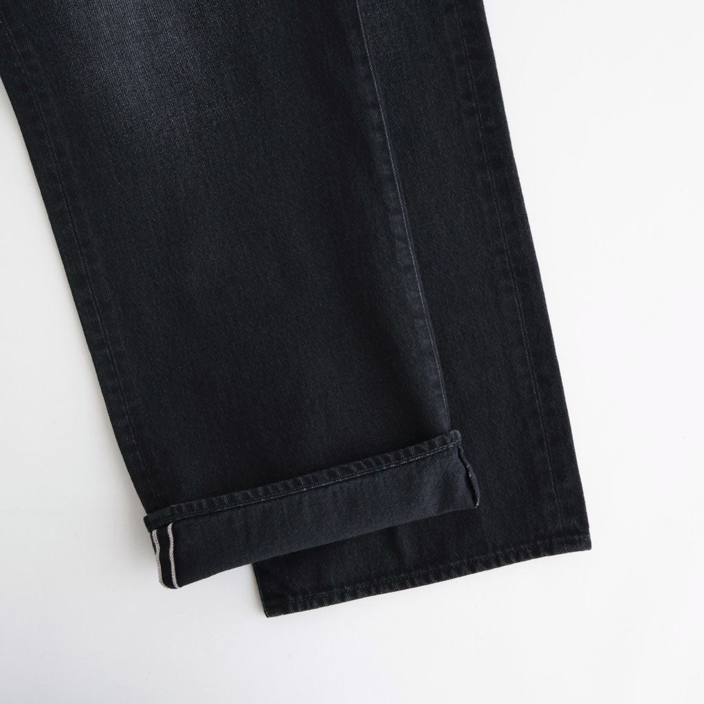 Selvage Denim Five Pocket Wide Straight Pants #BLACK DARK FADE [GU263-40059DB]