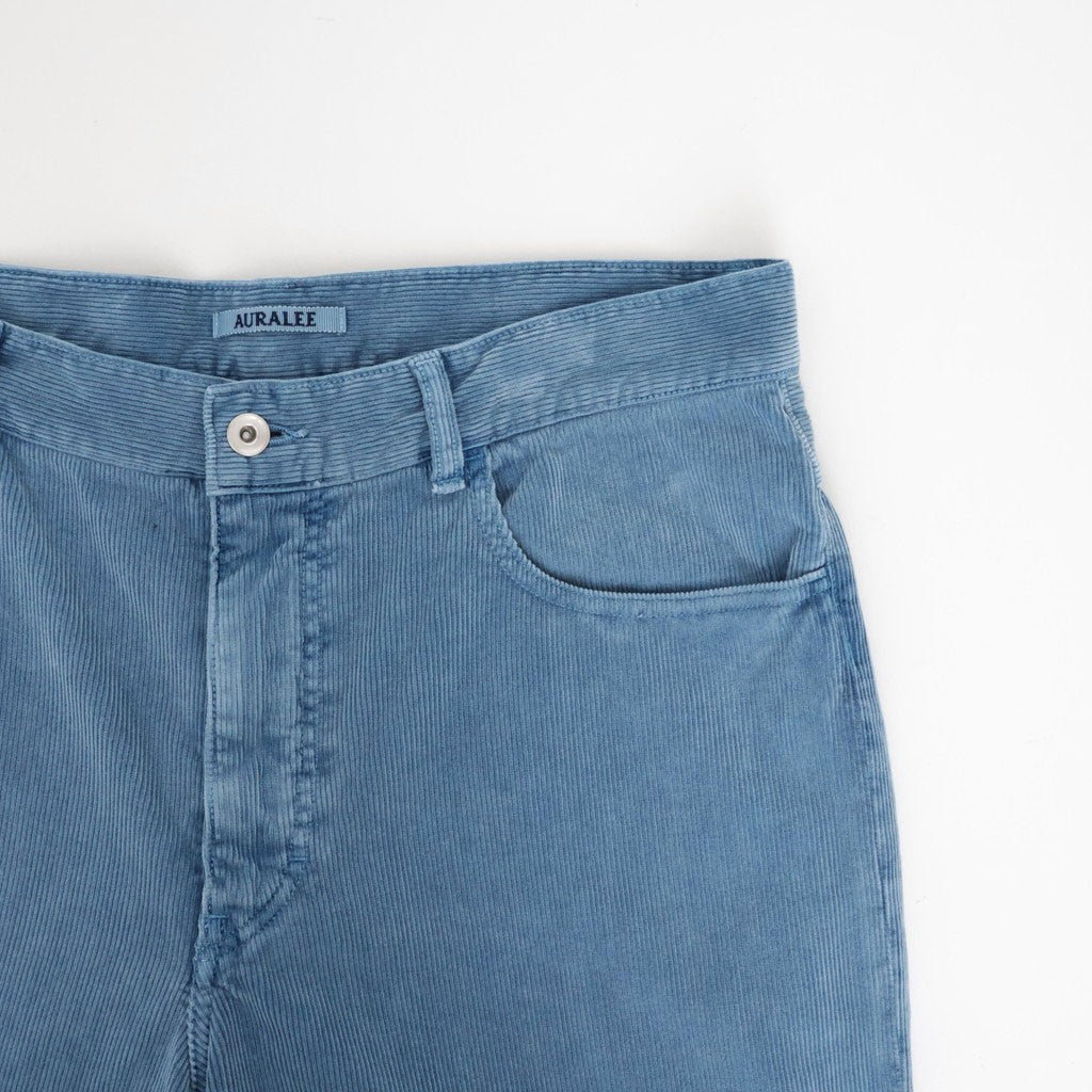 GARMENT-DYED FINX CORDUROY 5P WIDE PANTS #DUSTY BLUE [A26AP01FX]