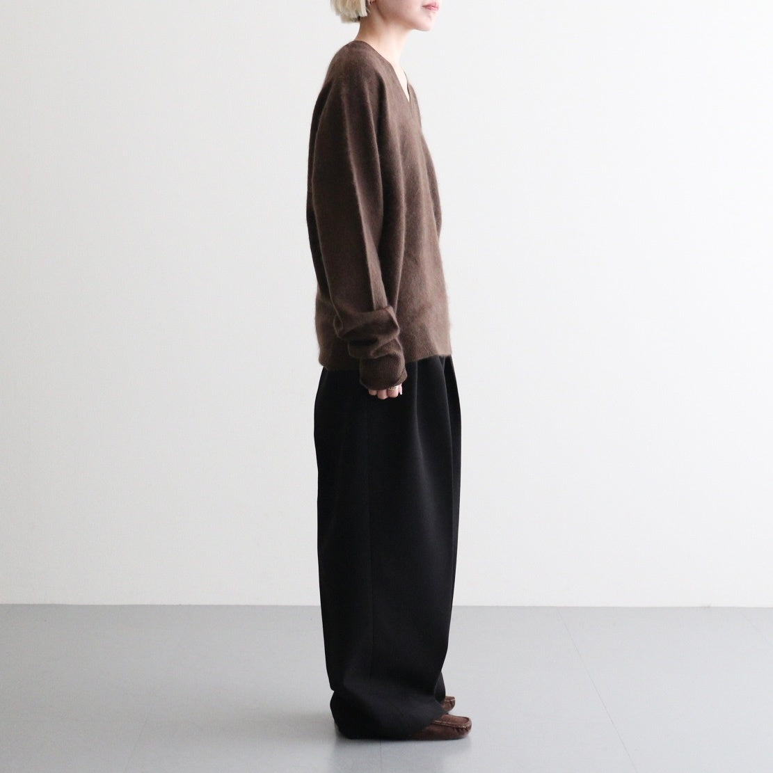 Woolcashmere Vneck Knit #BRN [12620508]