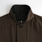 REVERSIBLE WOOL TWISTED TWILL / SHEEP LEATHER HALF COAT #BROWN CHAMBRAY × BLACK [A26AC01AN]